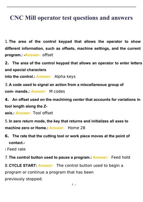 cnc machine operator test questions|cnc programming and operation quiz.